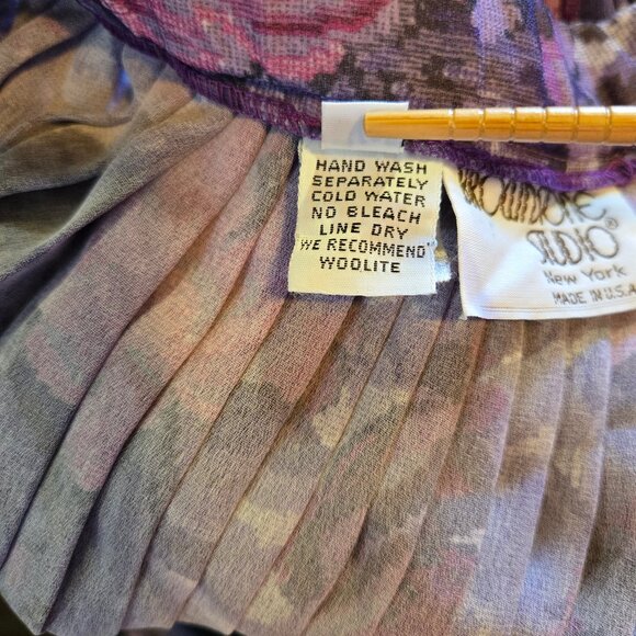 Vintage Brownstone Studio Made in USA Union Label Pleated Floral Accordion Skirt - Picture 4 of 7